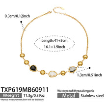 TXP619 black glass stone necklace size details