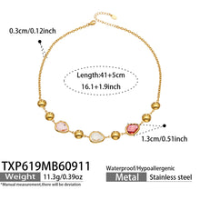 TXP619 pink glass stone necklace size details
