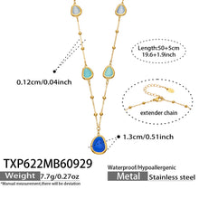 TXP622 blue cat eye necklace with 50+5 cm length and product specification details