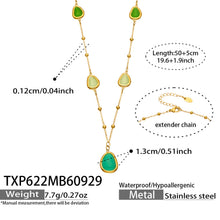 TXP622 green cat eye necklace with 50+5 cm length and product specification details