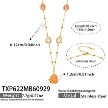 TXP622 orange cat eye necklace with 50+5 cm length and product specification details