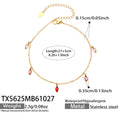 Anklet / Gold Tone / Red