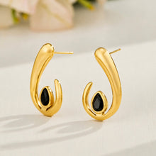 Black Zircon U-Shaped Ear Earrings