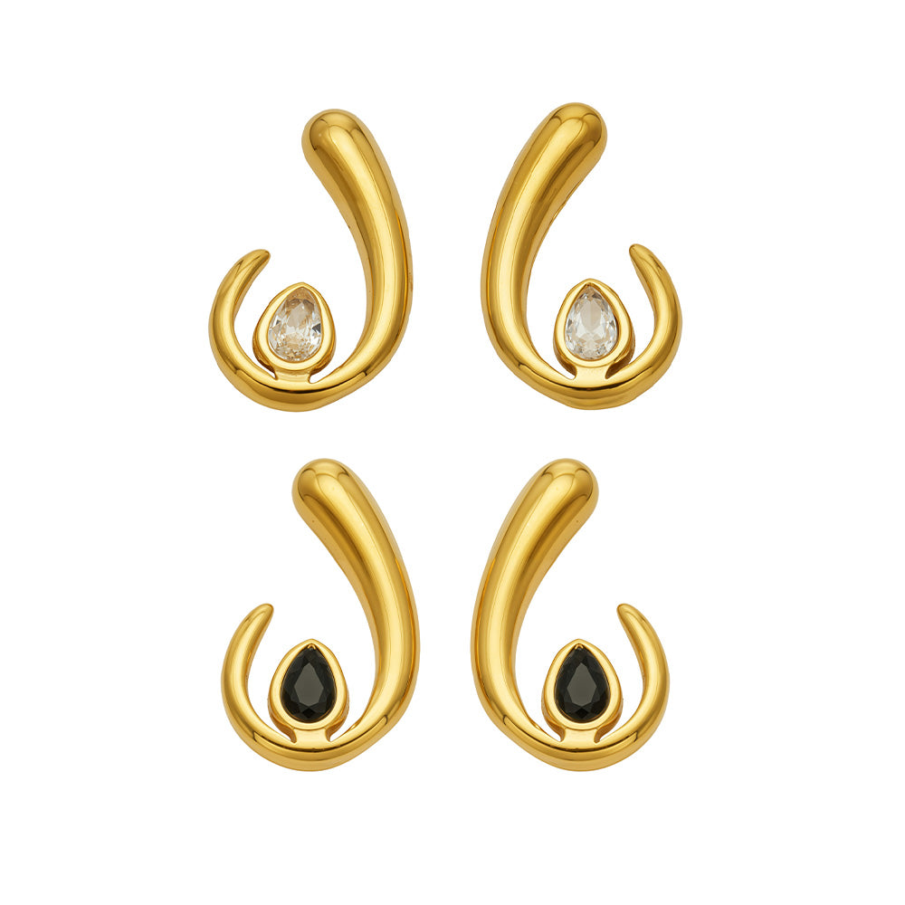316L Stainless Steel 18K PVD Gold U-Shaped Zircon Ear Earrings made with 316L stainless steel and 18K PVD gold finish for wholesale jewelry buyers - image 11