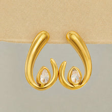 316L Stainless Steel 18K PVD Gold U-Shaped Zircon Ear Earrings made with 316L stainless steel and 18K PVD gold finish for wholesale jewelry buyers - image 4