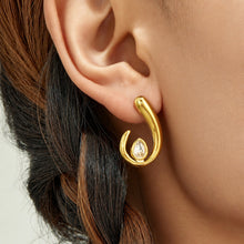 316L Stainless Steel 18K PVD Gold U-Shaped Zircon Ear Earrings made with 316L stainless steel and 18K PVD gold finish for wholesale jewelry buyers - image 8