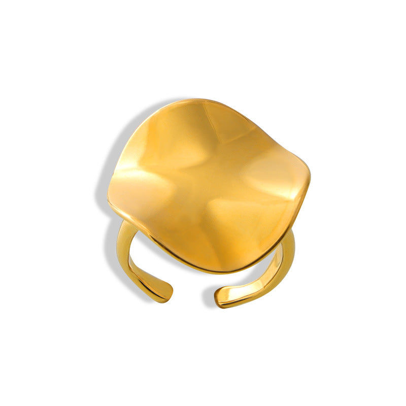 Close-up showing the intricate design of the geometric ring