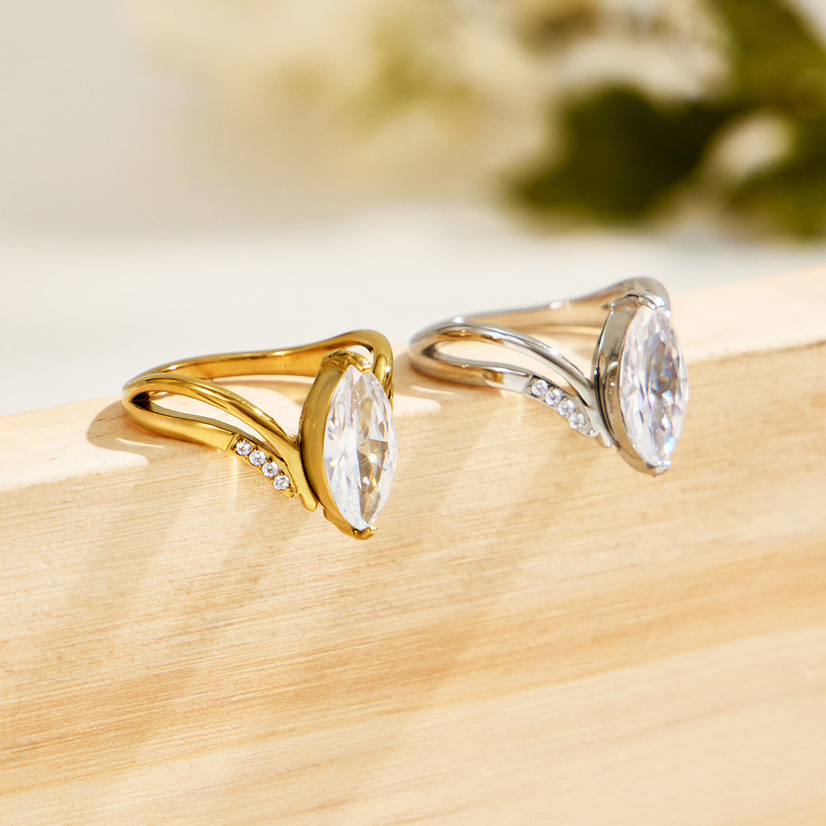 316L Stainless Steel 18K PVD Gold V-Shaped Zircon Open Ring made with 316L stainless steel and 18K PVD gold finish for wholesale jewelry buyers - image 16