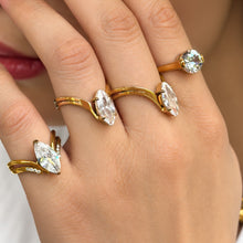 316L Stainless Steel 18K PVD Gold V-Shaped Zircon Open Ring made with 316L stainless steel and 18K PVD gold finish for wholesale jewelry buyers - image 4
