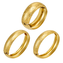 Vintage floral engraved wide bangles in gold-tone 316L stainless steel