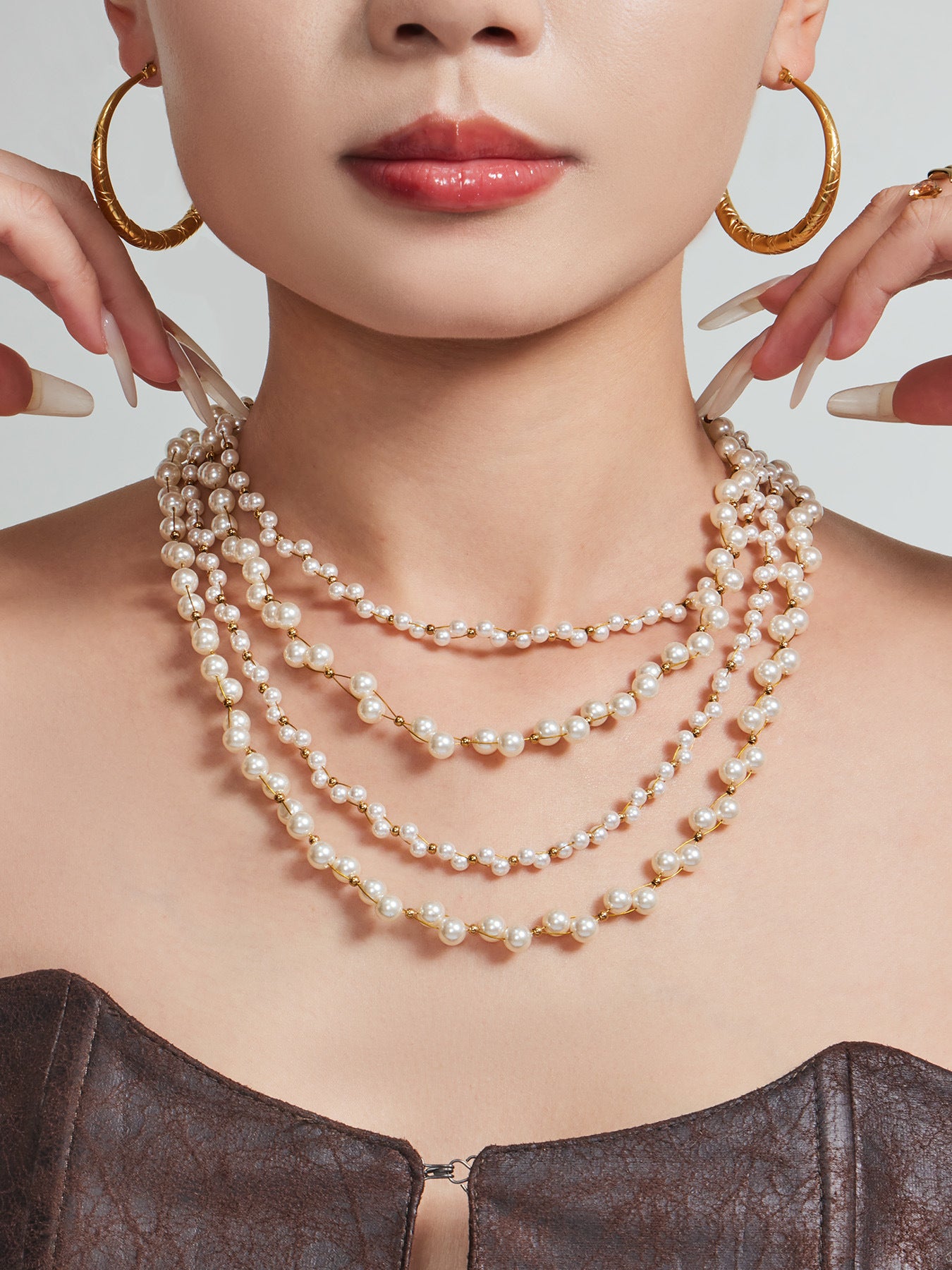 316L Stainless Steel 18K Gold PVD French Style Faux Pearl Necklace