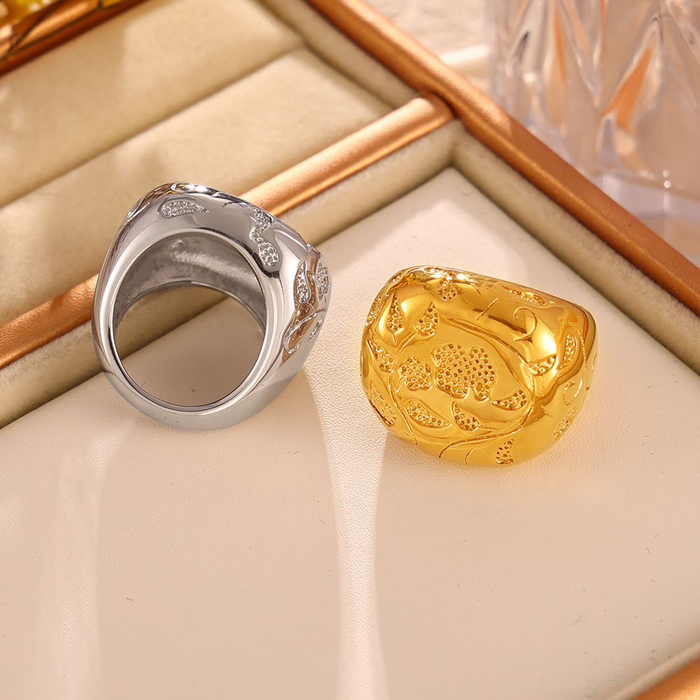 316L Stainless Steel 18K PVD Gold Vintage Geometric Ring made with 316L stainless steel and 18K PVD gold finish for wholesale jewelry buyers - image 11