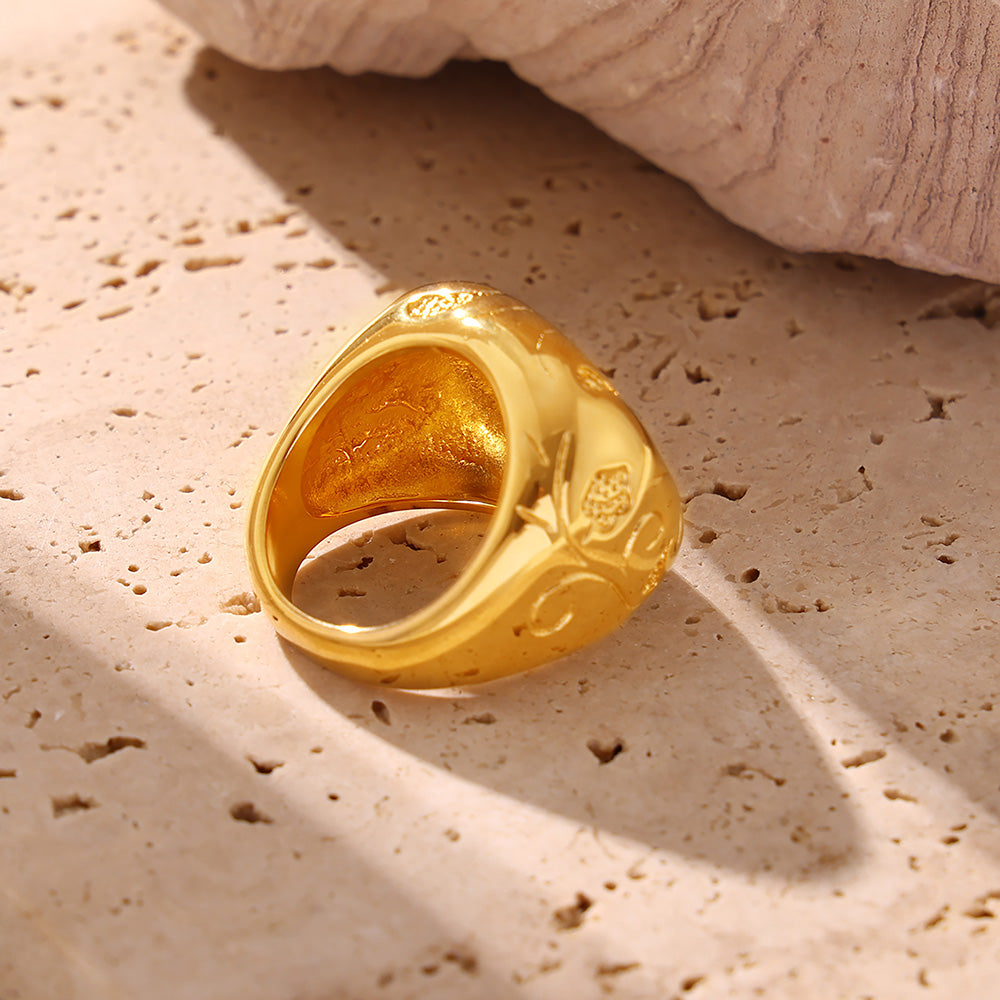 316L Stainless Steel 18K PVD Gold Vintage Geometric Ring made with 316L stainless steel and 18K PVD gold finish for wholesale jewelry buyers - image 13