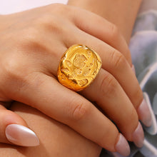 316L Stainless Steel 18K PVD Gold Vintage Geometric Ring made with 316L stainless steel and 18K PVD gold finish for wholesale jewelry buyers - image 9