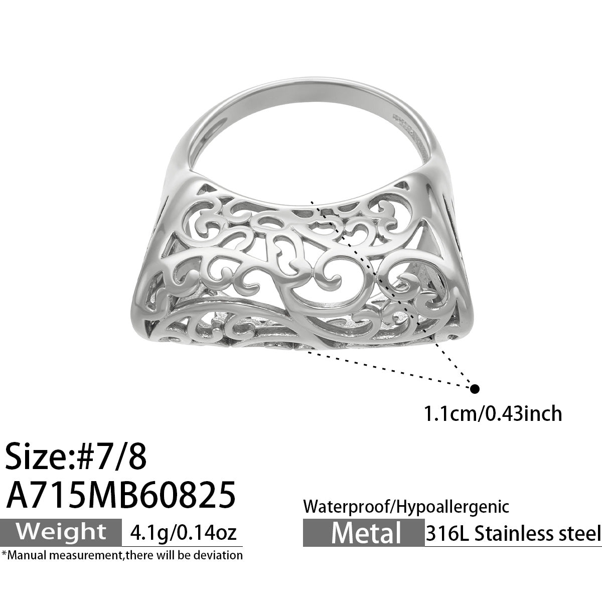 316L Stainless Steel 18K PVD Gold Vintage Hollow Square Women's Ring Set made with 316L stainless steel and 18K PVD gold finish for wholesale jewelry buyers - image 11