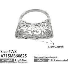 316L Stainless Steel 18K PVD Gold Vintage Hollow Square Women's Ring Set made with 316L stainless steel and 18K PVD gold finish for wholesale jewelry buyers - image 11