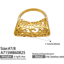 316L Stainless Steel 18K PVD Gold Vintage Hollow Square Women's Ring Set made with 316L stainless steel and 18K PVD gold finish for wholesale jewelry buyers - image 12
