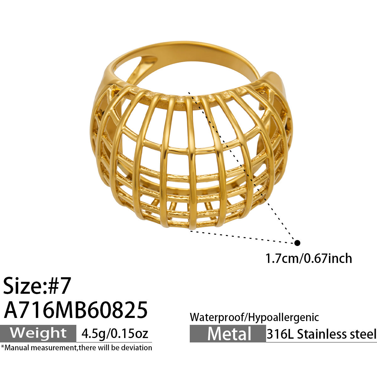 316L Stainless Steel 18K PVD Gold Vintage Hollow Square Women's Ring Set made with 316L stainless steel and 18K PVD gold finish for wholesale jewelry buyers - image 15