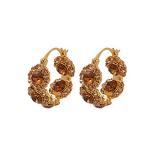 Vintage gold plated copper U-shaped ear cuff earrings with pavé zircon details