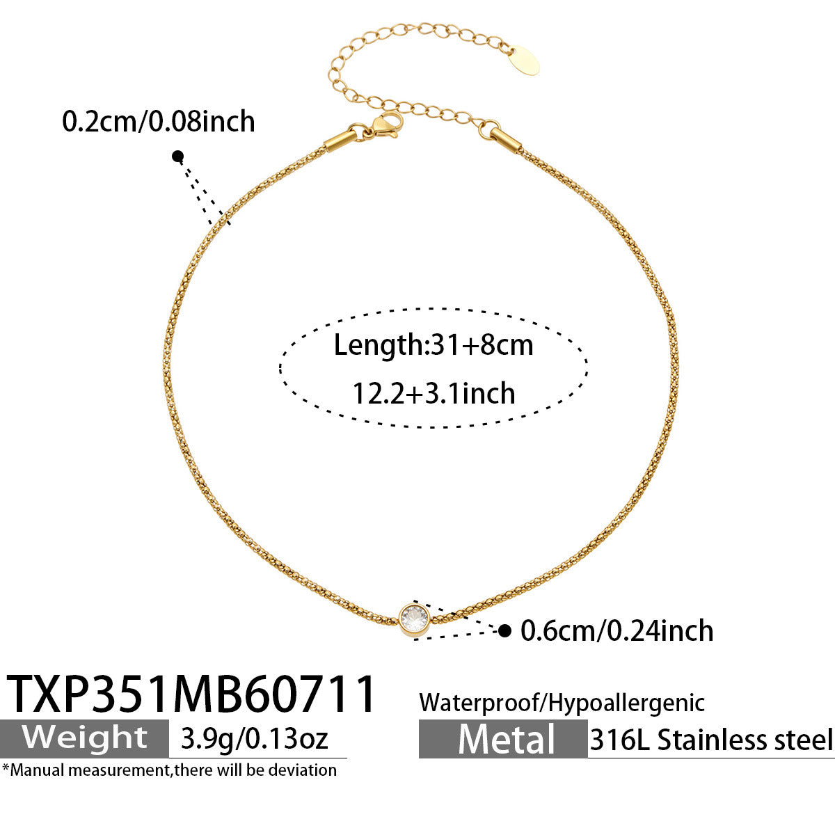 316L Stainless Steel 18K PVD Gold Water Drop Necklace and Zircon Bracelet made with 316L stainless steel and 18K PVD gold finish for wholesale jewelry buyers - image 10