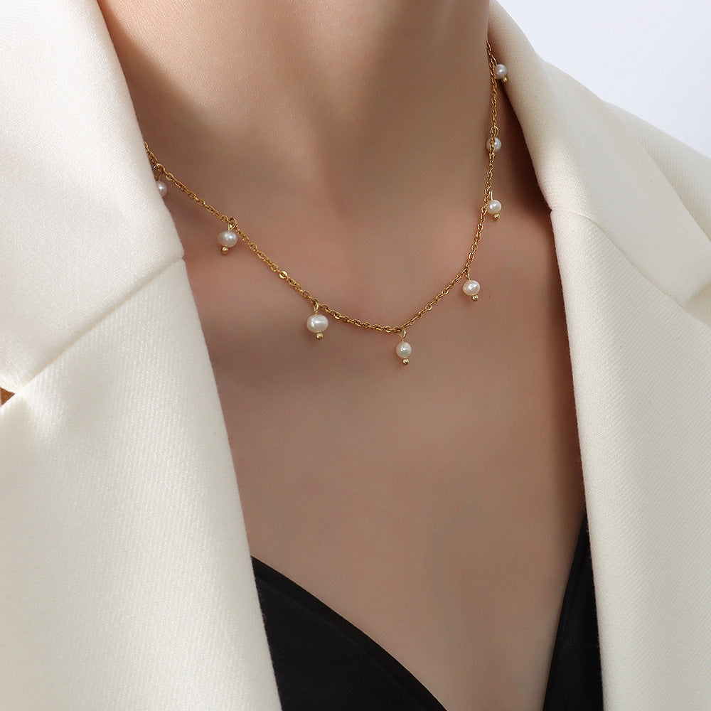 316L Stainless Steel 18K PVD Gold Water Drop Necklace and Zircon Bracelet made with 316L stainless steel and 18K PVD gold finish for wholesale jewelry buyers - image 12
