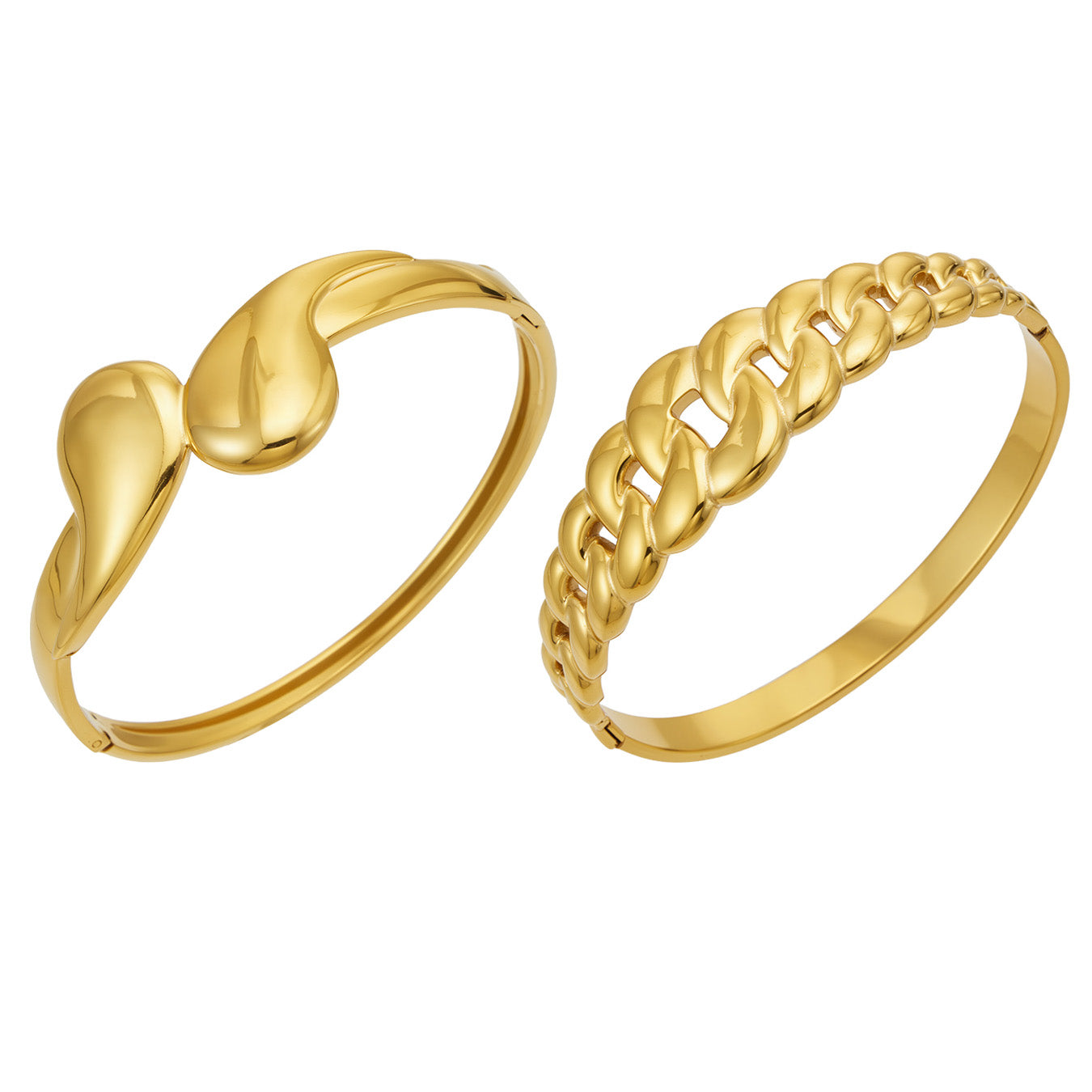 316L Stainless Steel 18K PVD Gold Waterdrop Bangle Bracelet made with 316L stainless steel and 18K PVD gold finish for wholesale jewelry buyers - image 15