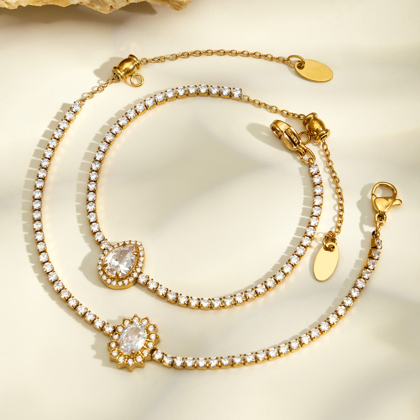Elegant Waterdrop Zircon Necklace showcased on a display
