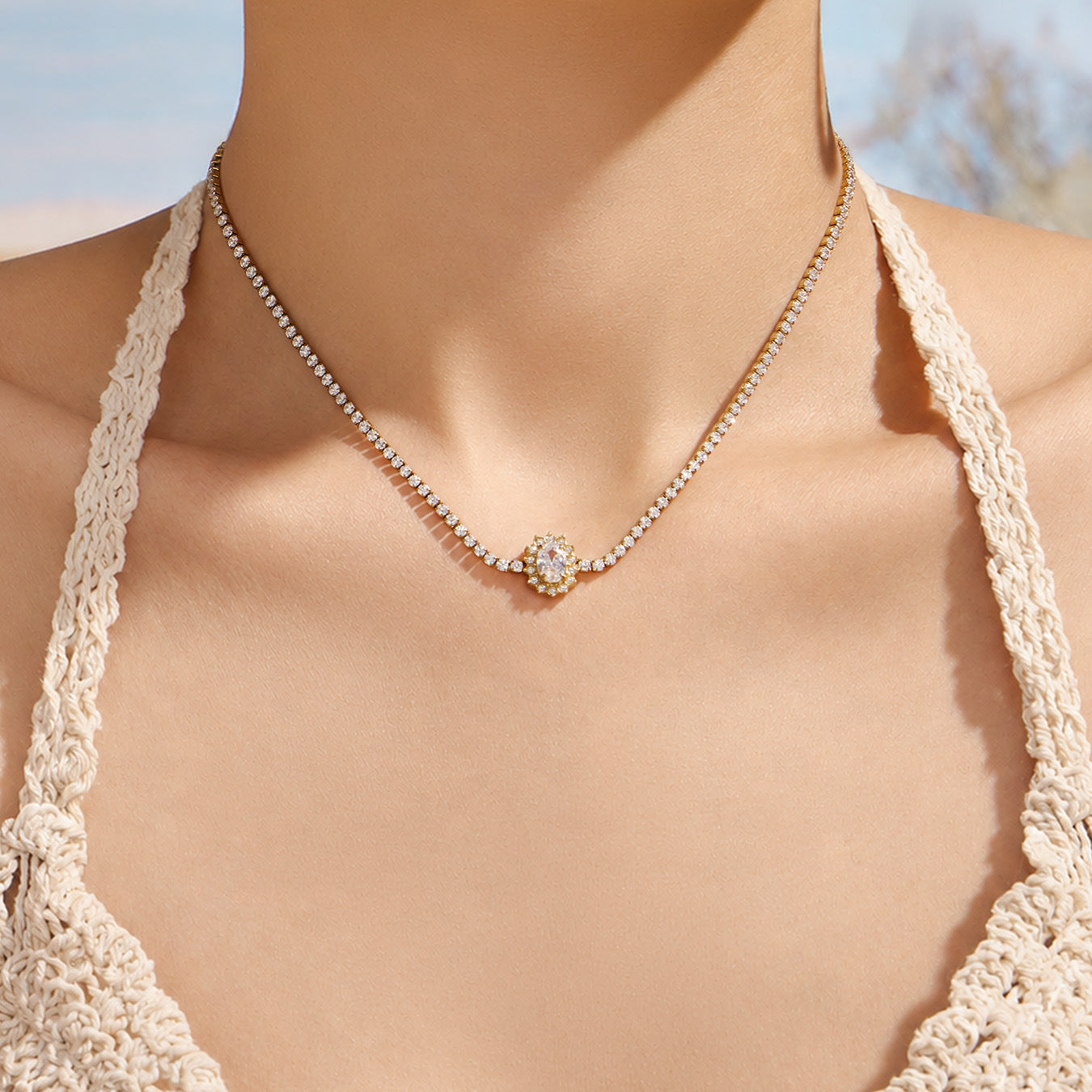 316L Stainless Steel 18K PVD Gold Waterdrop Zircon Necklace & Bracelet made with 316L stainless steel and 18K PVD gold finish for wholesale jewelry buyers - image 11