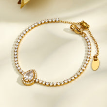 316L Stainless Steel 18K PVD Gold Waterdrop Zircon Necklace & Bracelet made with 316L stainless steel and 18K PVD gold finish for wholesale jewelry buyers - image 4