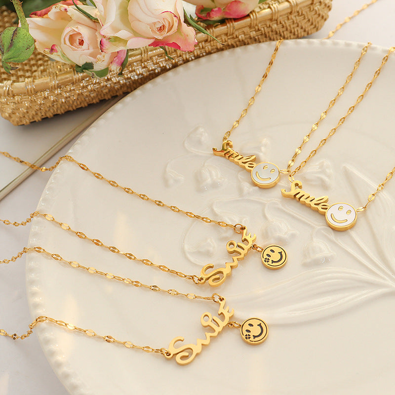 316L Stainless Steel 18K Gold PVD Smile Face Pendant Necklace