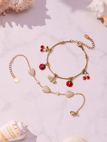 Single waterproof zircon waterdrop charm bracelet, 316L stainless steel jewelry