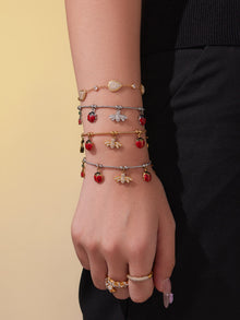 Single waterproof zircon waterdrop charm bracelet, 316L stainless steel with PVD gold plating