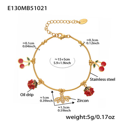 Single waterproof zircon waterdrop charm bracelet, 316L stainless steel jewelry wholesale
