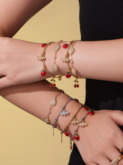 Stacked waterproof zircon waterdrop charm bracelets, 316L stainless steel wholesale jewelry