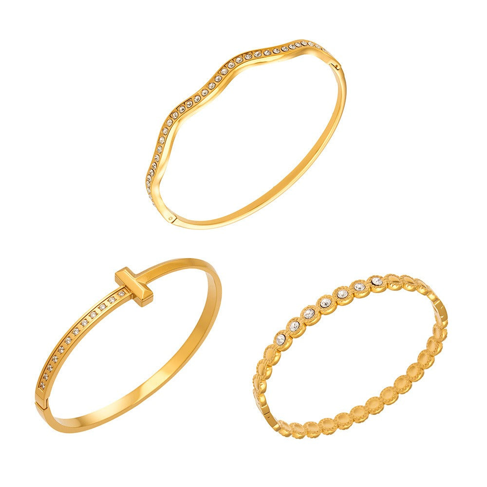 316L Stainless Steel 18K PVD Gold Wave Bangle made with 316L stainless steel and 18K PVD gold finish for wholesale jewelry buyers - image 4