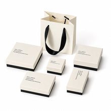 White and black jewelry packaging boxes in multiple sizes for rings earrings bracelets and necklaces