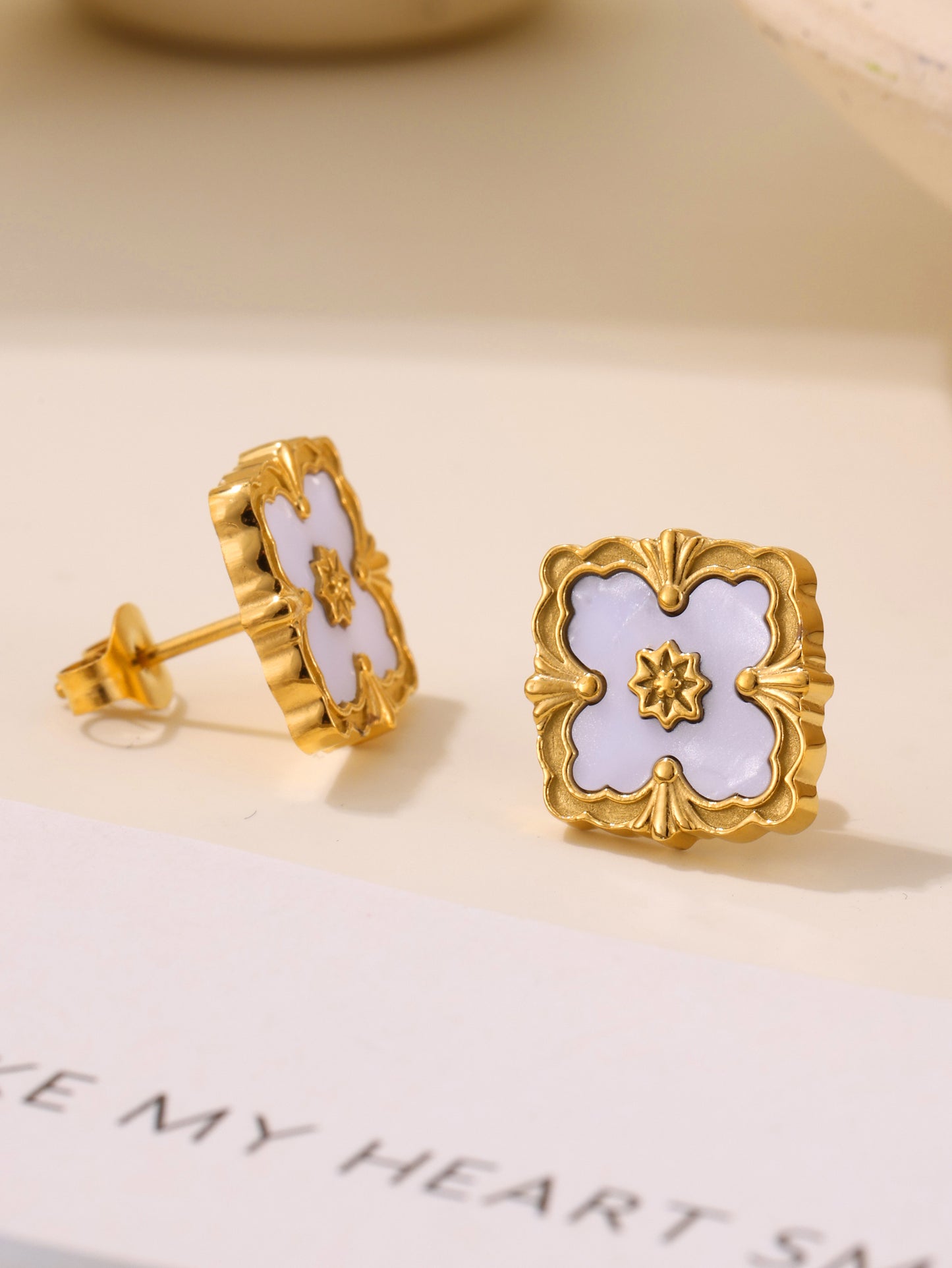 316L Stainless Steel 18K Gold PVD Four-Leaf Clover Flower Jewelry
