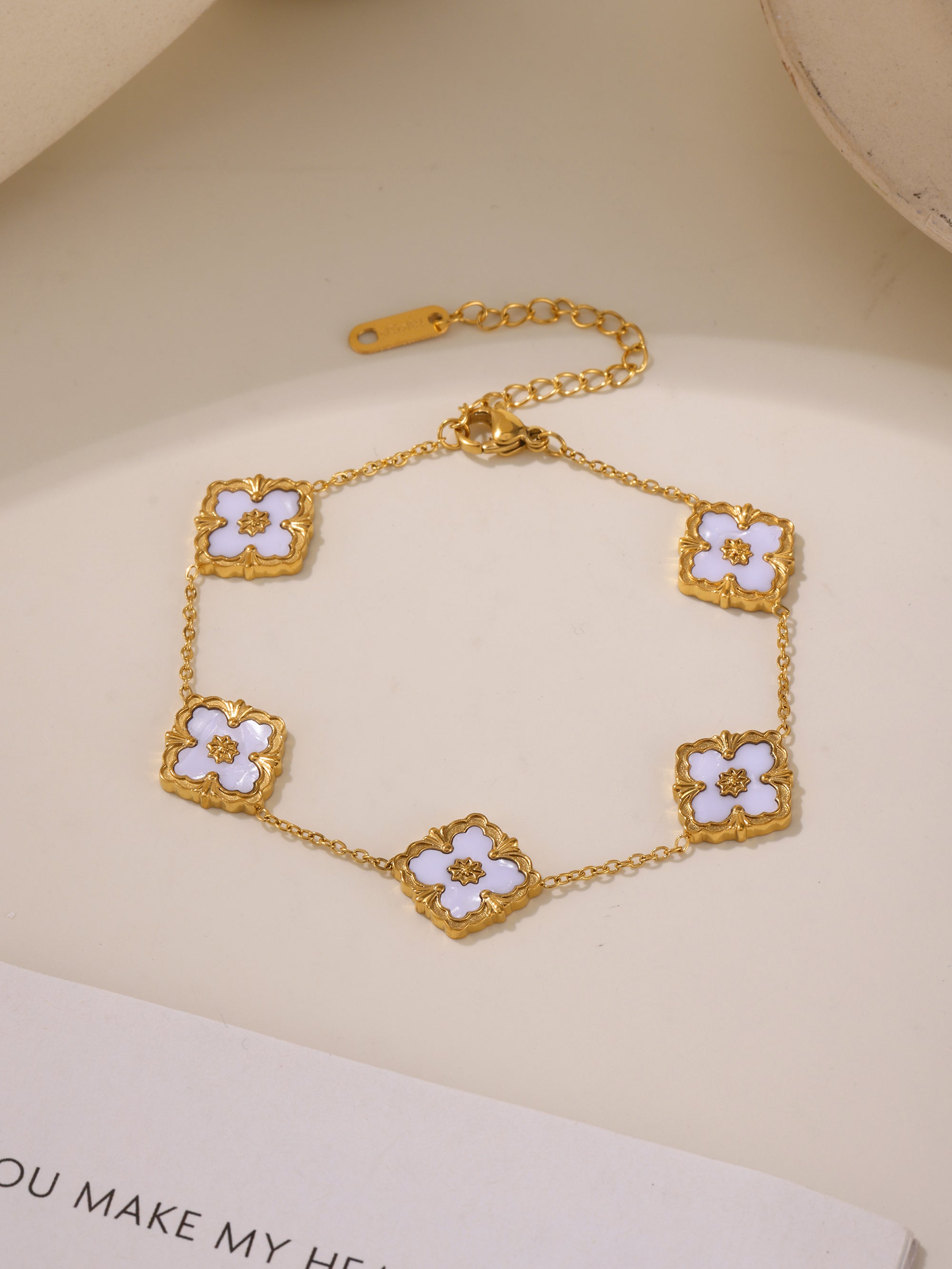 316L Stainless Steel 18K Gold PVD Four-Leaf Clover Flower Jewelry