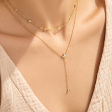 Elegant Y-Shape Zircon Necklace in 316L Stainless Steel