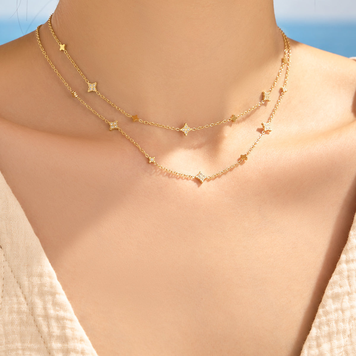 316L Stainless Steel 18K PVD Gold Y-Shape Zircon Necklace made with 316L stainless steel and 18K PVD gold finish for wholesale jewelry buyers - image 11