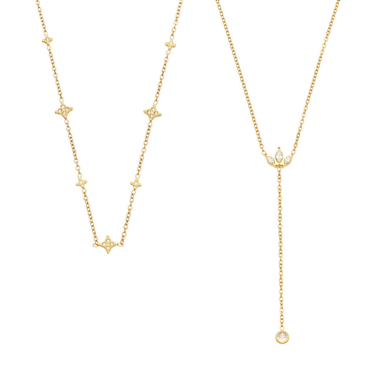 316L Stainless Steel 18K PVD Gold Y-Shape Zircon Necklace made with 316L stainless steel and 18K PVD gold finish for wholesale jewelry buyers - image 5