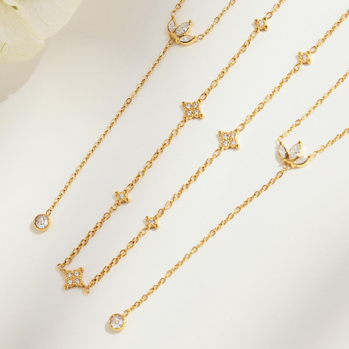 316L Stainless Steel 18K PVD Gold Y-Shape Zircon Necklace made with 316L stainless steel and 18K PVD gold finish for wholesale jewelry buyers - image 7