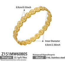 Z151 gold floral cubic zirconia hinged bangle size and product detail guide