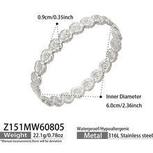 Z151 polished steel floral cubic zirconia hinged bangle size and product detail guide