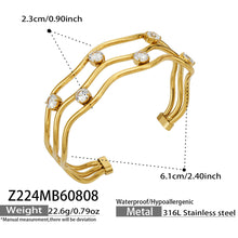 Z224 gold clear cubic zirconia open bangle size and detail guide