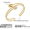Gold Double Oval Zircon Buckle Open Cuff Bracelet / Jewelry