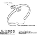 Steel Double Oval Zircon Buckle Open Cuff Bracelet / Jewelry