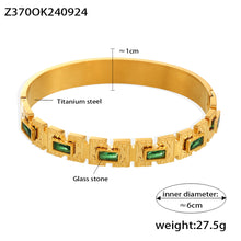Z3700K240924 18K gold-plated green zircon clasp bangle spec (titanium steel), inner diameter 6cm, weight 27.5g