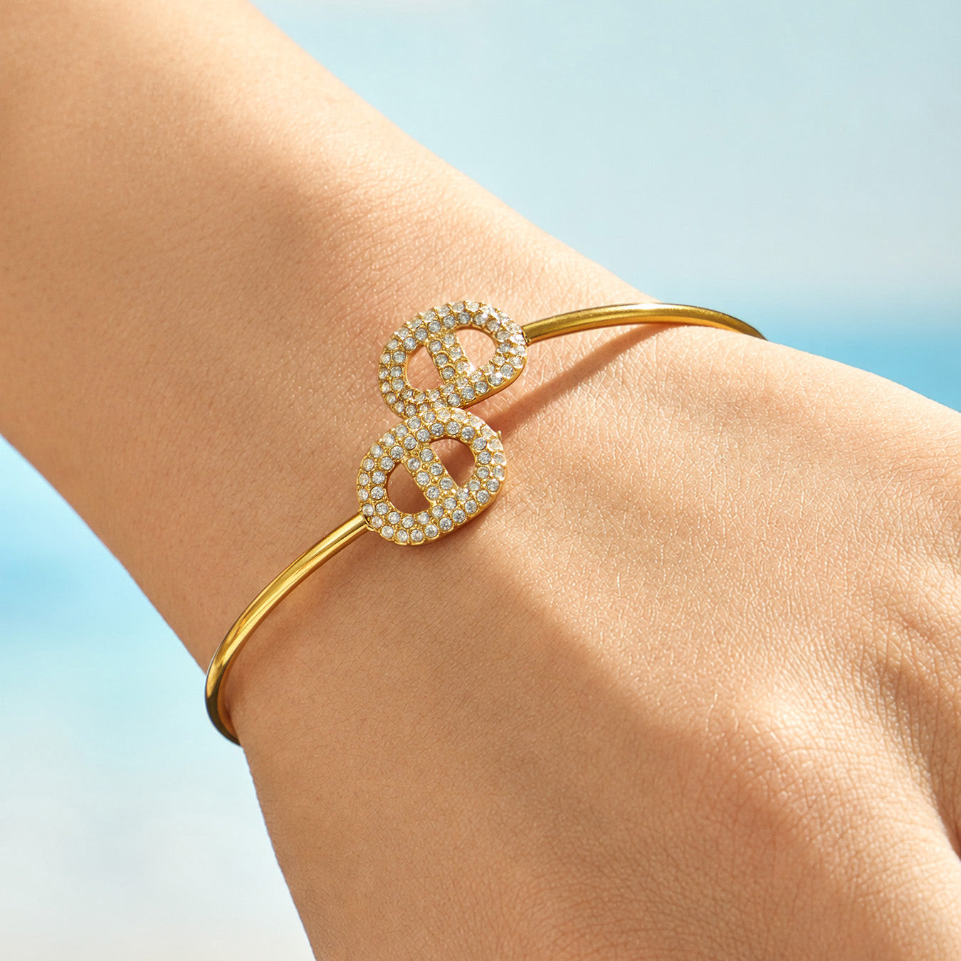 316L Stainless Steel 18K PVD Gold Zircon Bangle Hand Bracelet made with 316L stainless steel and 18K PVD gold finish for wholesale jewelry buyers - image 10