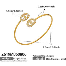 316L Stainless Steel 18K PVD Gold Zircon Bangle Hand Bracelet made with 316L stainless steel and 18K PVD gold finish for wholesale jewelry buyers - image 16